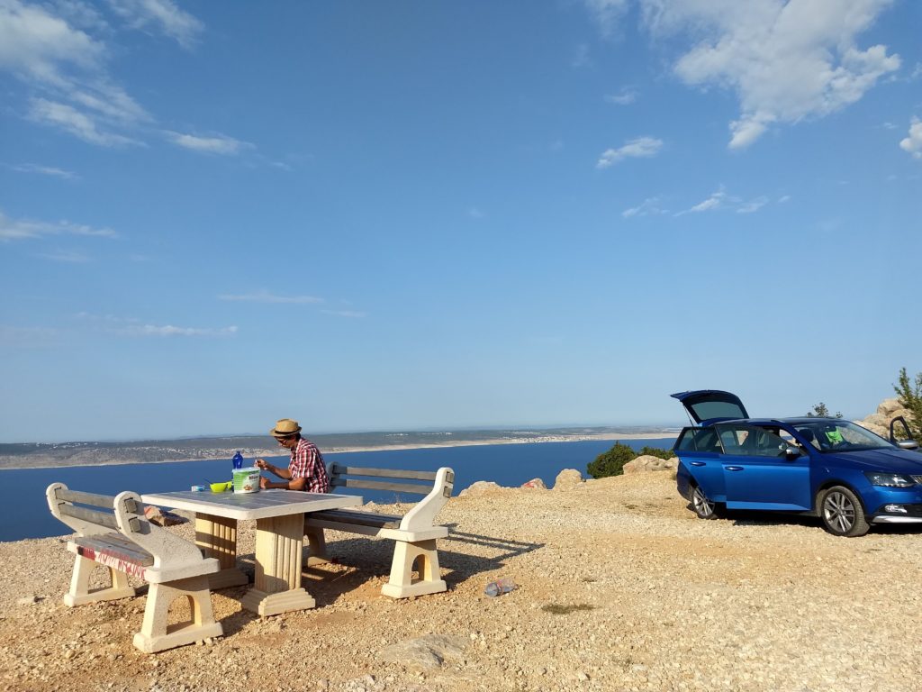 Camping on a viewpoint above the sea, Croatia